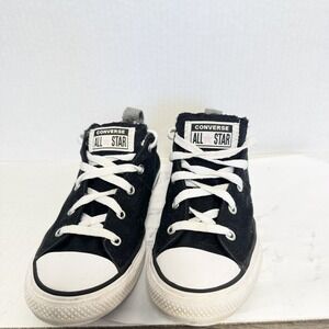 Youth Converse All Star Black  With Pink  Plaid Trim‎ Sneaker 3 US